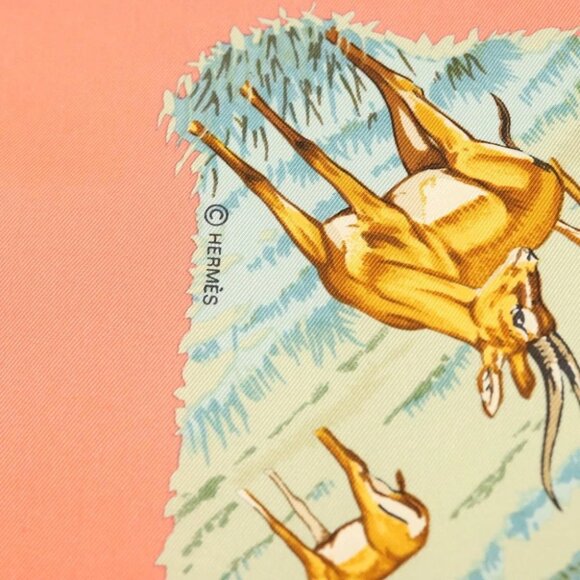 HERMES Carre 90 Scarf ""TANZANIE"" Silk Pink Auth - Picture 11 of 16